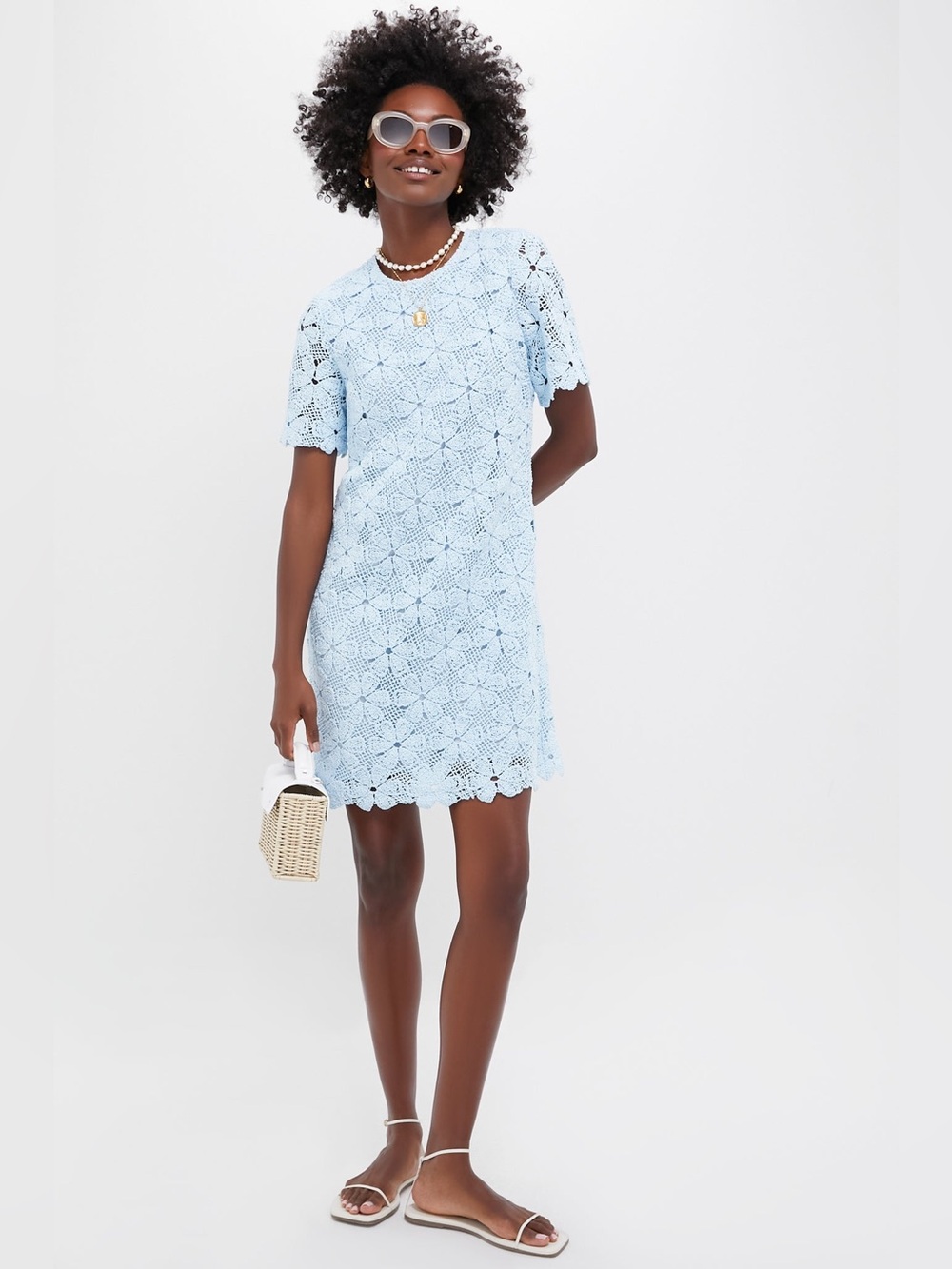 Tuckernuck Light Blue Crochet Belclaire Dress Size Small
